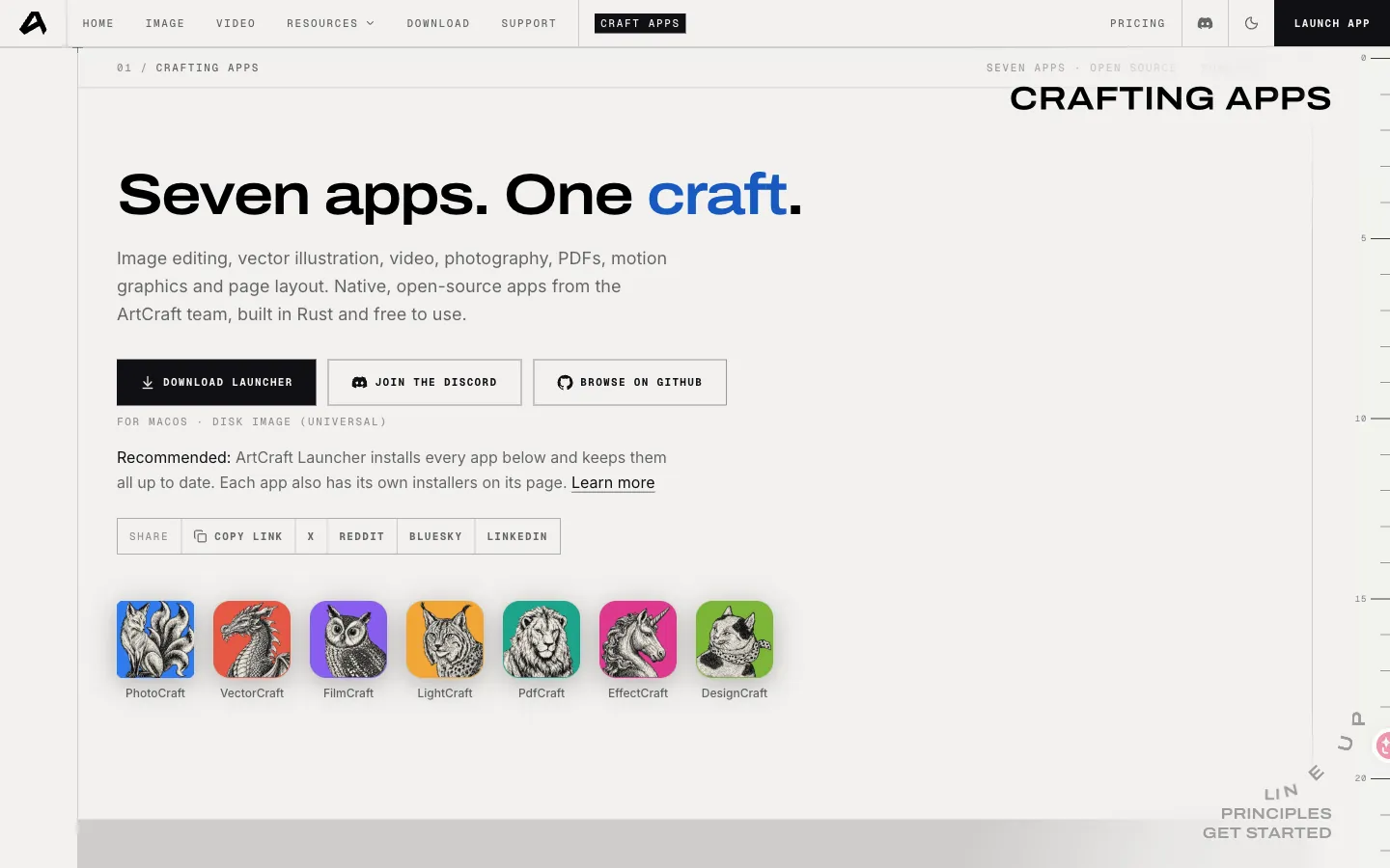 Download ArtCraft platform buttons for Windows macOS and Linux